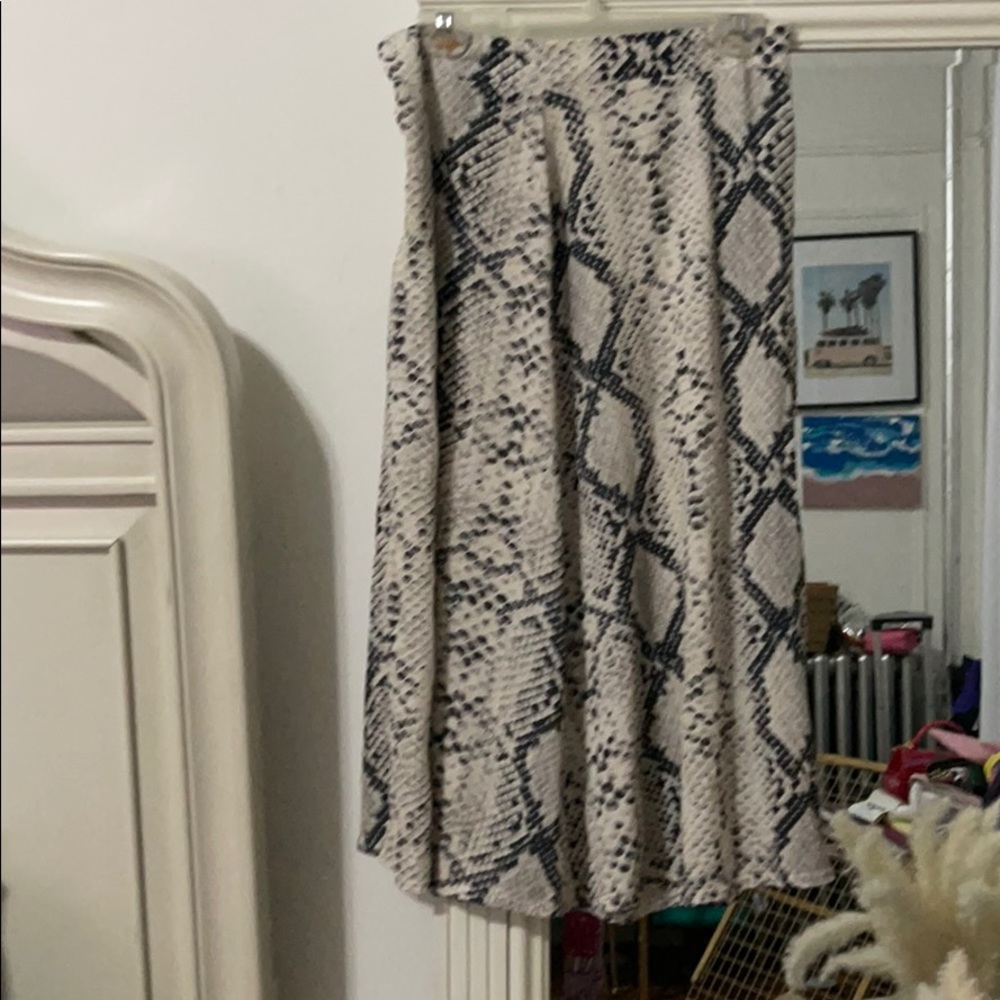 Snake print midi skirt